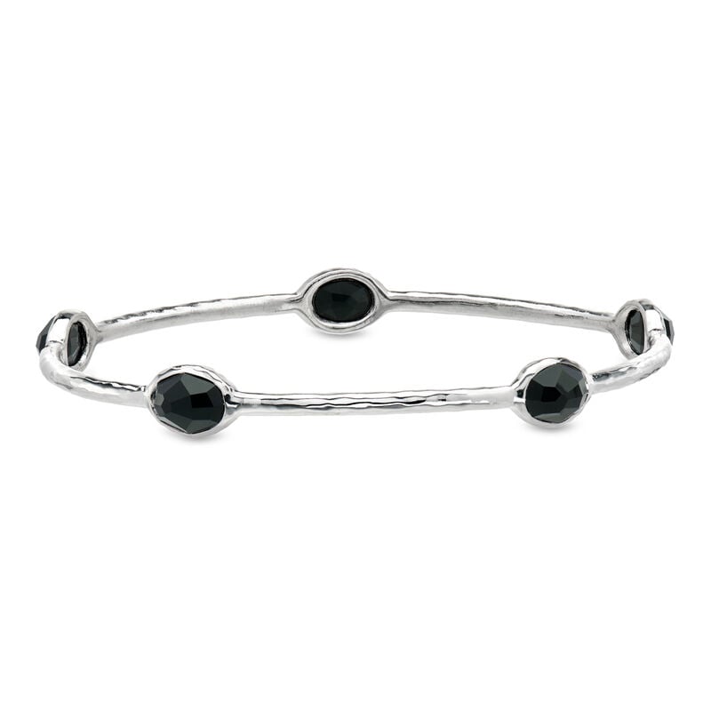 C. 2000 Vintage Ippolita Onyx Station Bangle Bracelet in Sterling Silver. 8" image number 0