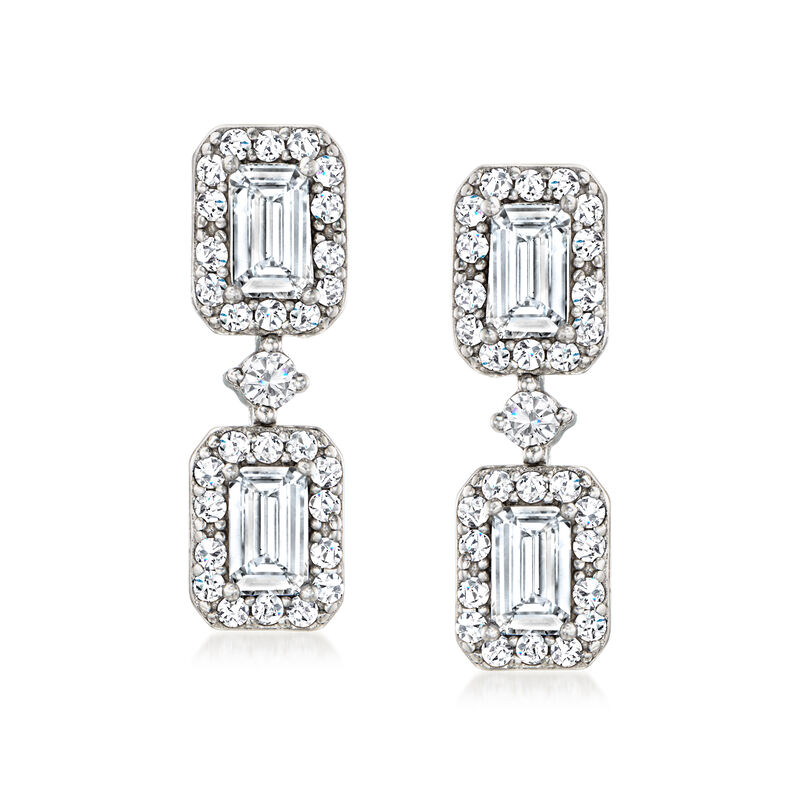 5.40 ct. t.w. CZ Drop Earrings in Sterling Silver  image number 0