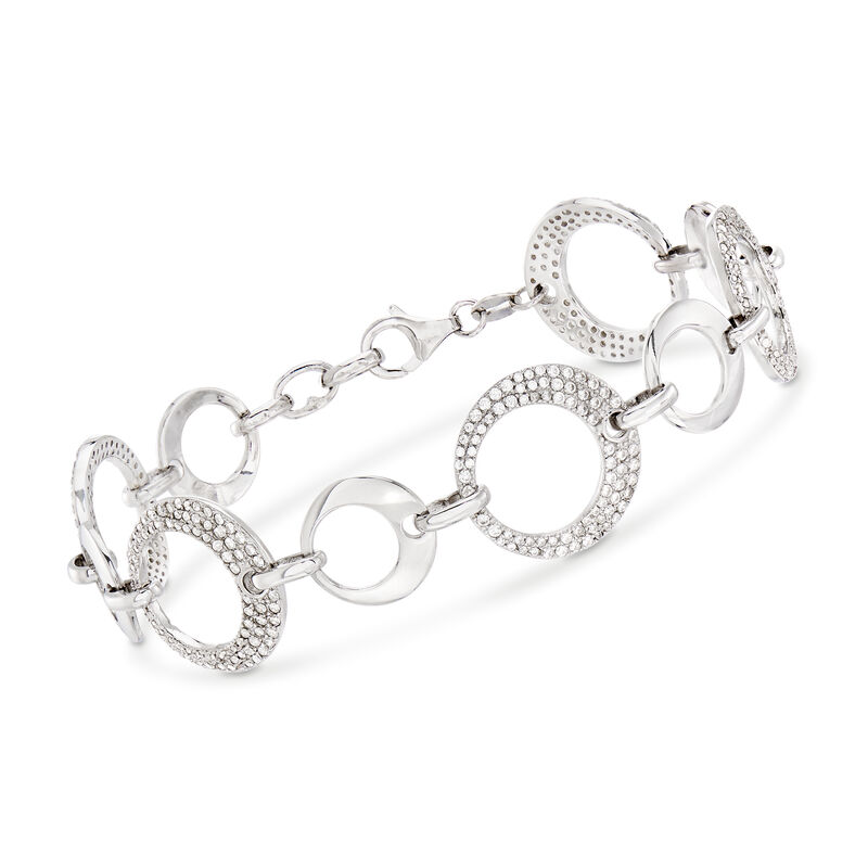 .70 ct. t.w. CZ Interlocking Circle Bracelet in Sterling Silver image number 0