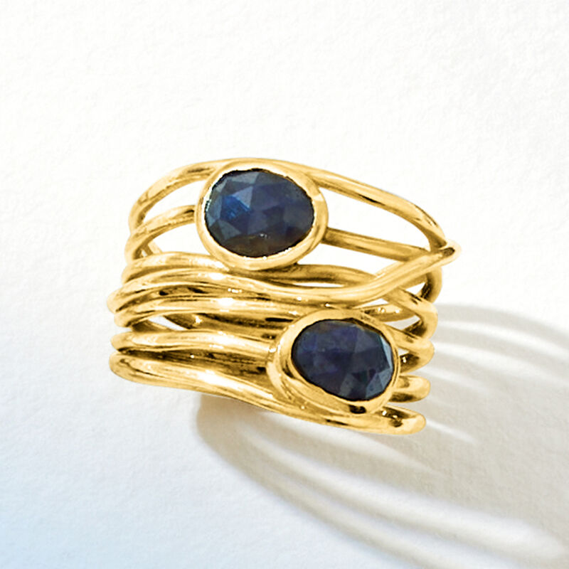 1.40 ct. t.w. Sapphire Highway Ring in 18kt Gold Over Sterling image number 4