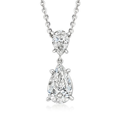 2.00 ct. t.w. Pear-Shaped Lab-Grown Diamond Pendant Necklace in 14kt White Gold