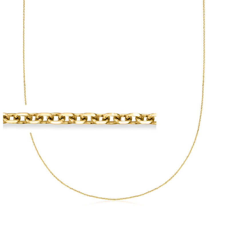 1.1mm 10kt Yellow Gold Diamond-Cut Cable-Chain Necklace image number 0