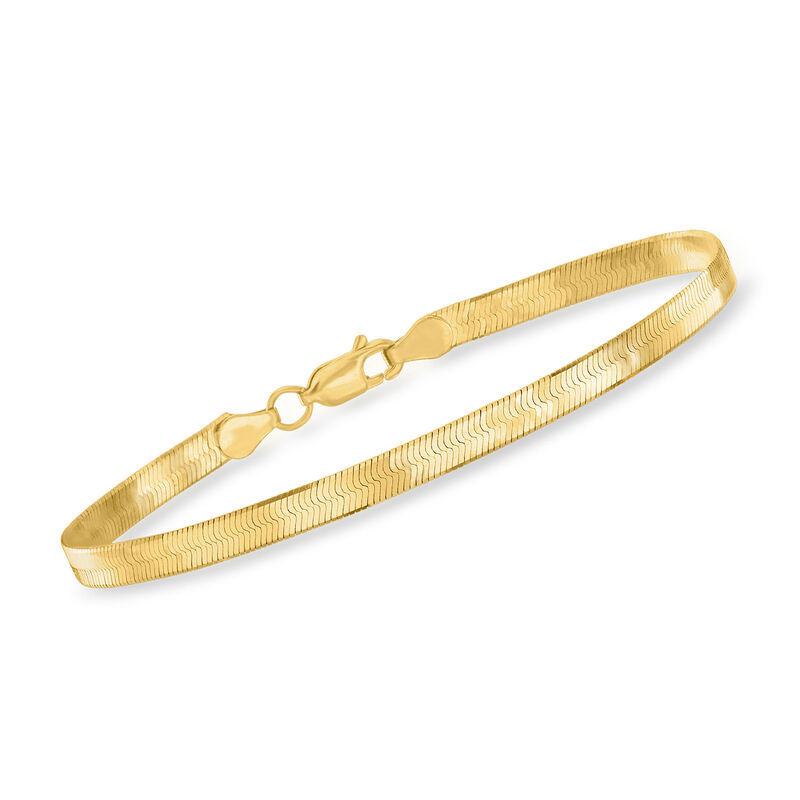 Italian 4mm 10kt Yellow Gold Herringbone Bracelet image number 0