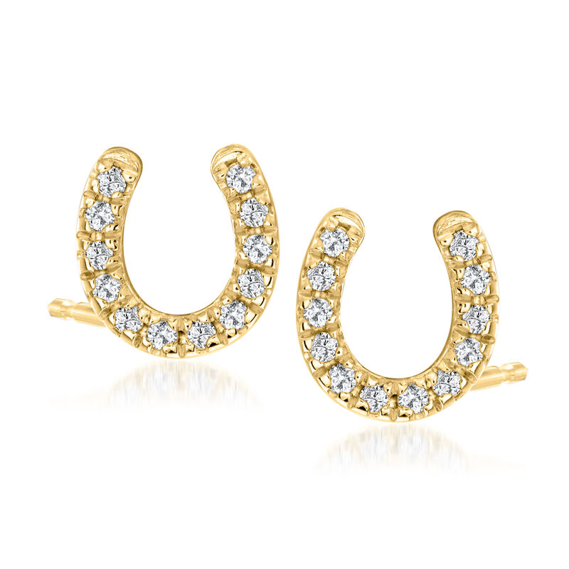 .10 ct. t.w. Diamond Horseshoe Stud Earrings in 18kt Gold Over Sterling  image number 0