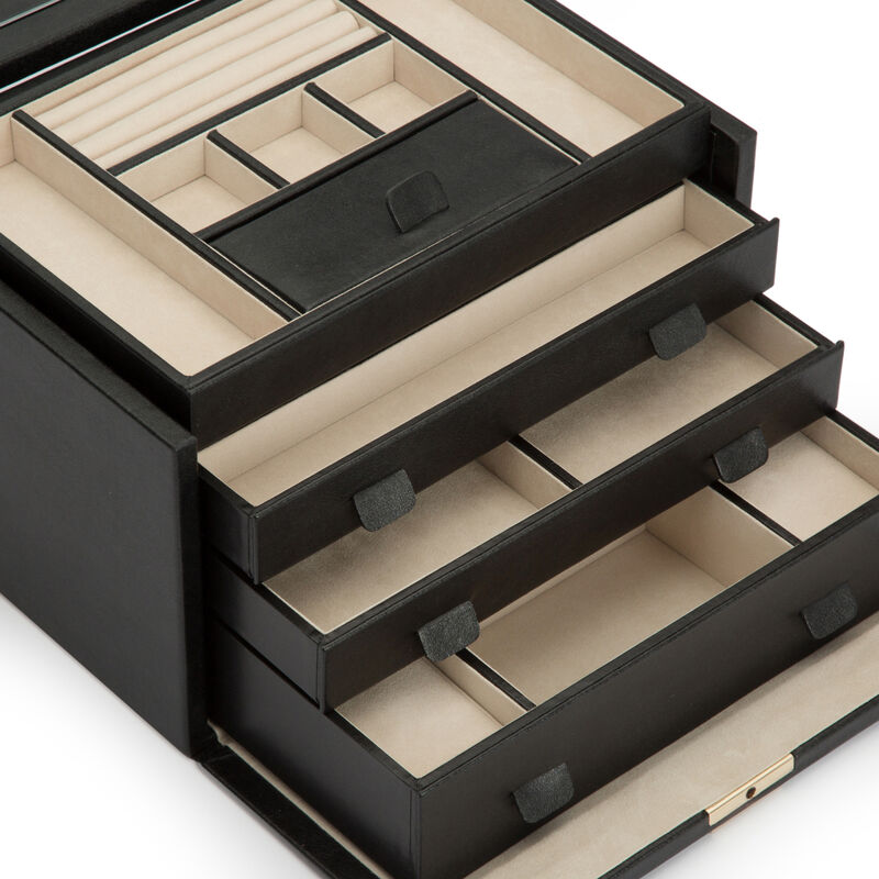 WOLF &quot;Palermo&quot; Black Leather Large Jewelry Box image number 3