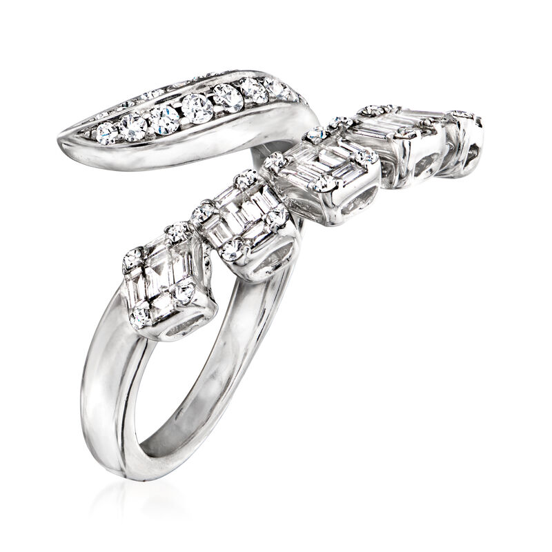 C. 1990 Vintage 1.55 ct. t.w. Diamond Bypass Ring in 18kt White Gold image number 2