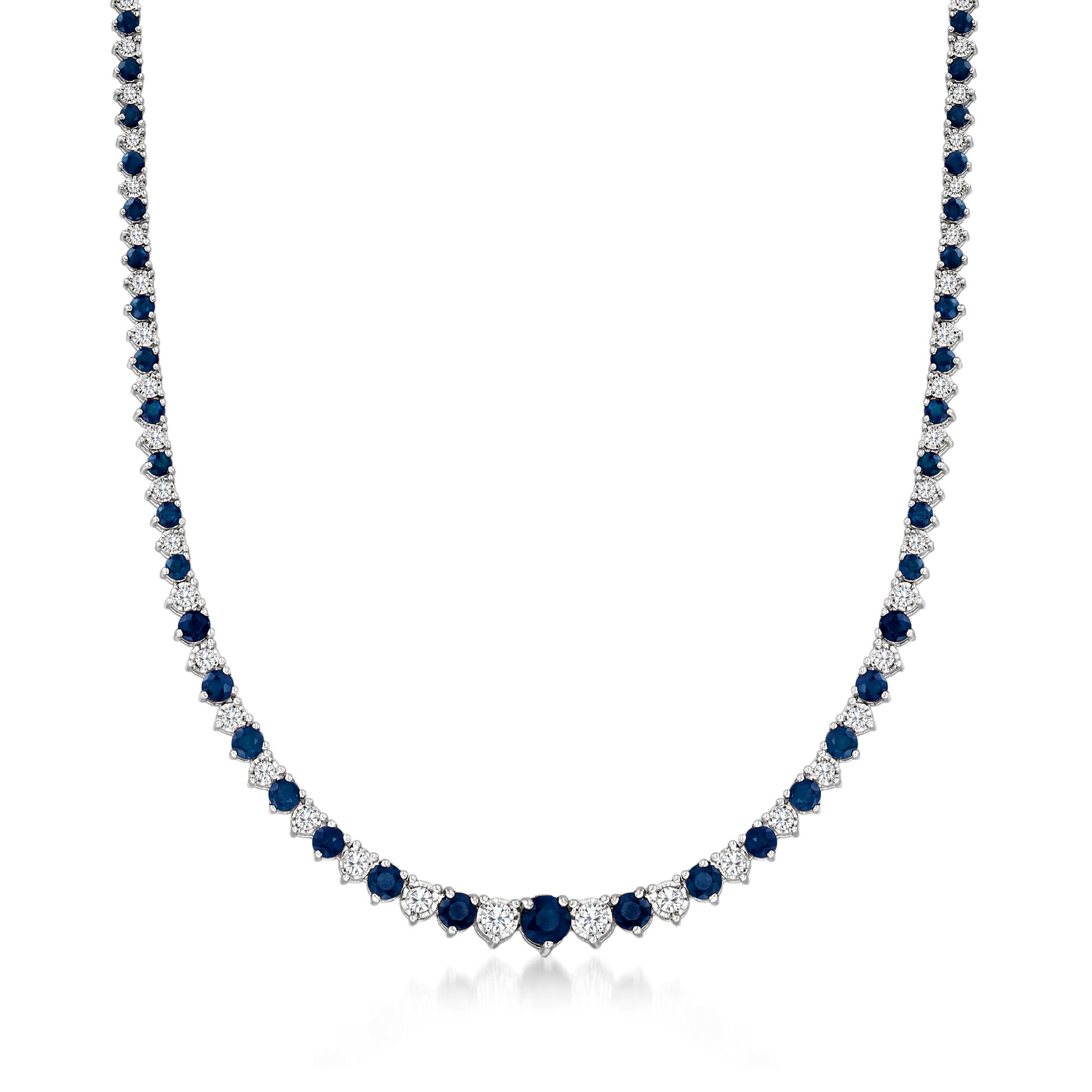 8.00 ct. t.w. Sapphire and 1.50 ct. t.w. Diamond Tennis Necklace