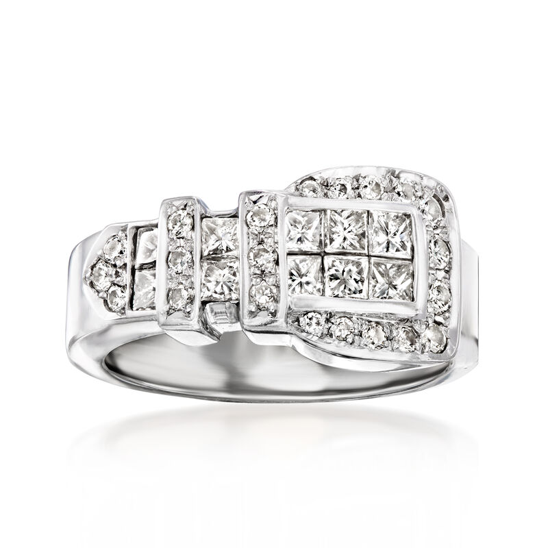 C. 1990 Vintage 1.05 ct. t.w. Diamond Buckle Ring in 18kt White Gold. Size 6.25 image number 0