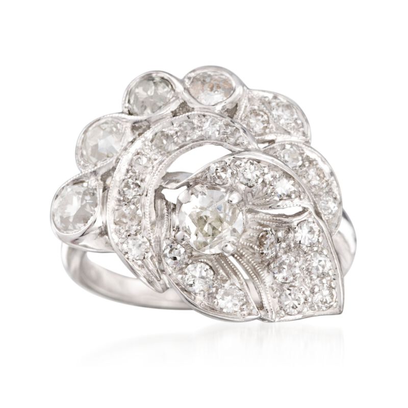 C. 1980 Vintage 1.50 ct. t.w. Diamond Ring in 14kt White Gold. Size 7.75 image number 0