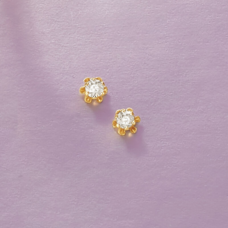 Child's Diamond Stud Earrings in 14kt Yellow Gold image number 1