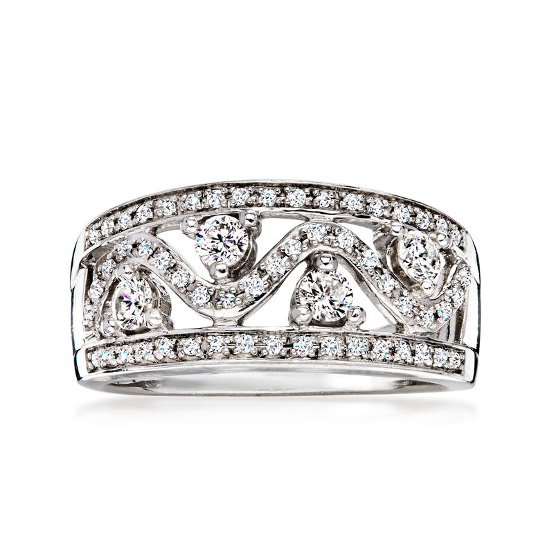 C. 1990 Vintage .62 ct. t.w. Diamond Openwork Ring in 14kt White Gold. Size 7 image number 0