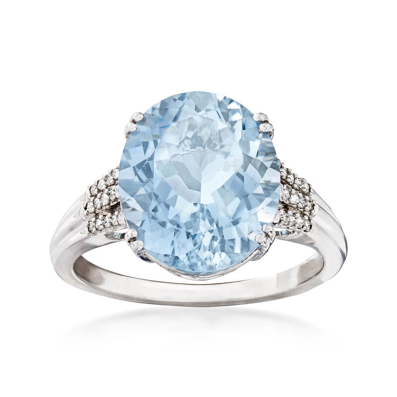 5.25 Carat Aquamarine with Diamond Accents in 14kt White Gold image number 0