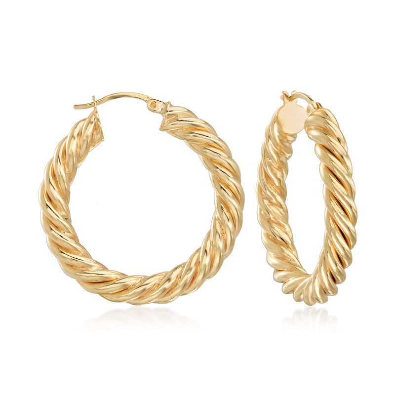 18kt Gold Over Sterling Spiral Hoop Earrings image number 0