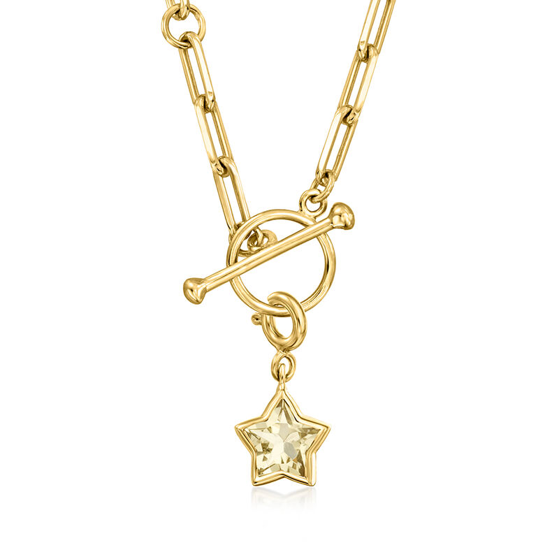 1.10 Carat Lemon Quartz Star Charm in 18kt Gold Over Sterling  image number 2