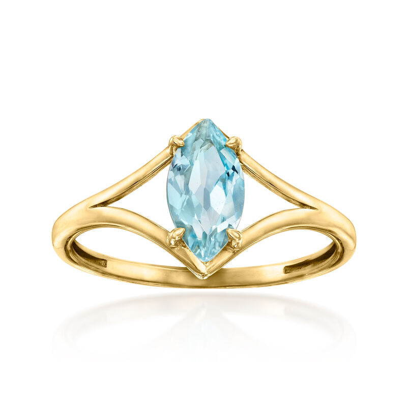 1.20 Carat Marquise Sky Blue Topaz Ring in 10kt Yellow Gold image number 0