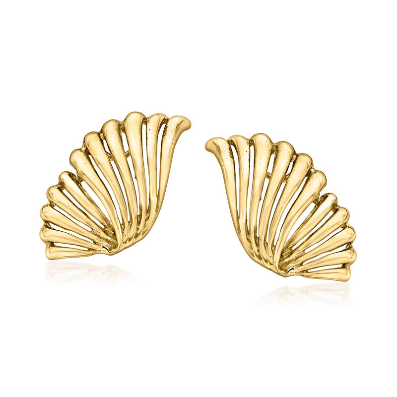 C. 1960 Vintage 14kt Yellow Gold Fan Earrings image number 0