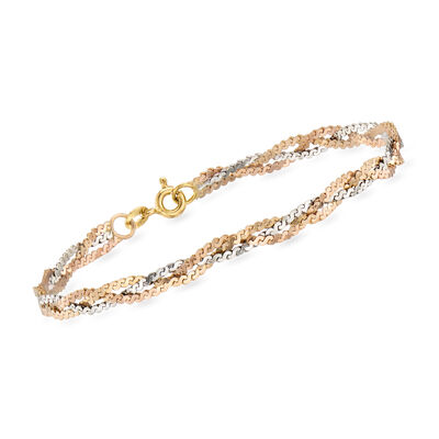 C. 1980 Vintage 14kt Two-Tone Gold Braided Bracelet