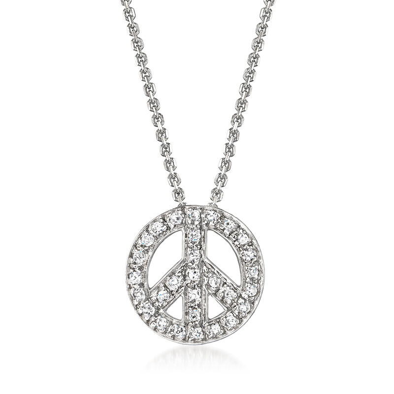 .10 ct. t.w. Diamond Peace Sign Pendant Necklace in 14kt White Gold image number 0