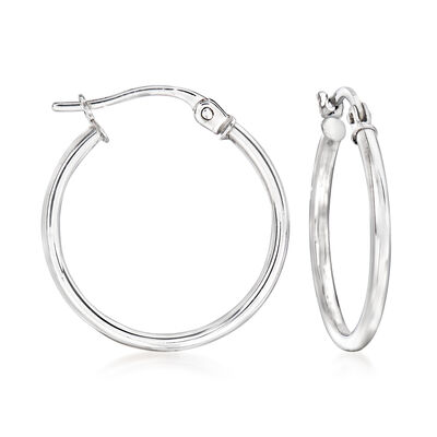 1.5mm 14kt White Gold Hoop Earrings 