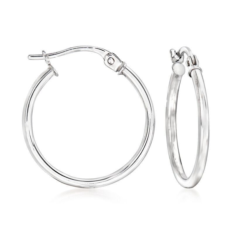 1.5mm 14kt White Gold Hoop Earrings. 3/4&quot; image number 0