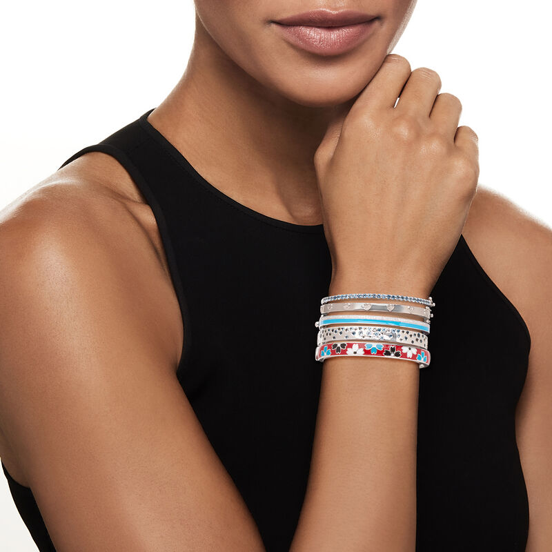 &quot;Spring Stack&quot; Set of Five Bangle Bracelets in Sterling Silver image number 1