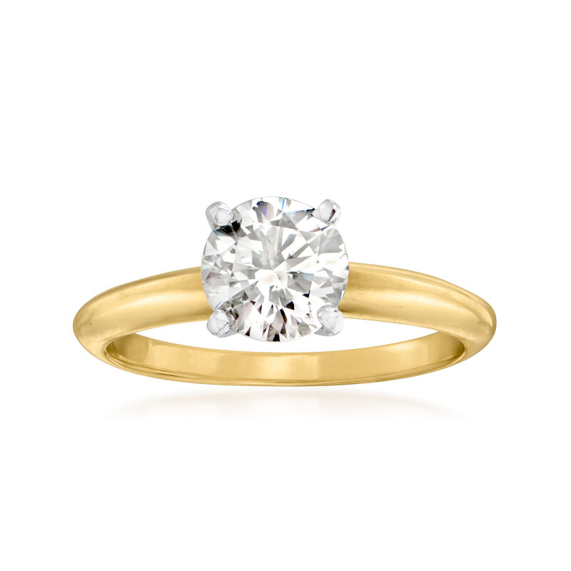 C. 1990 Vintage 1.18 Carat Diamond Ring in 14kt Yellow Gold. Size 7 image number 0