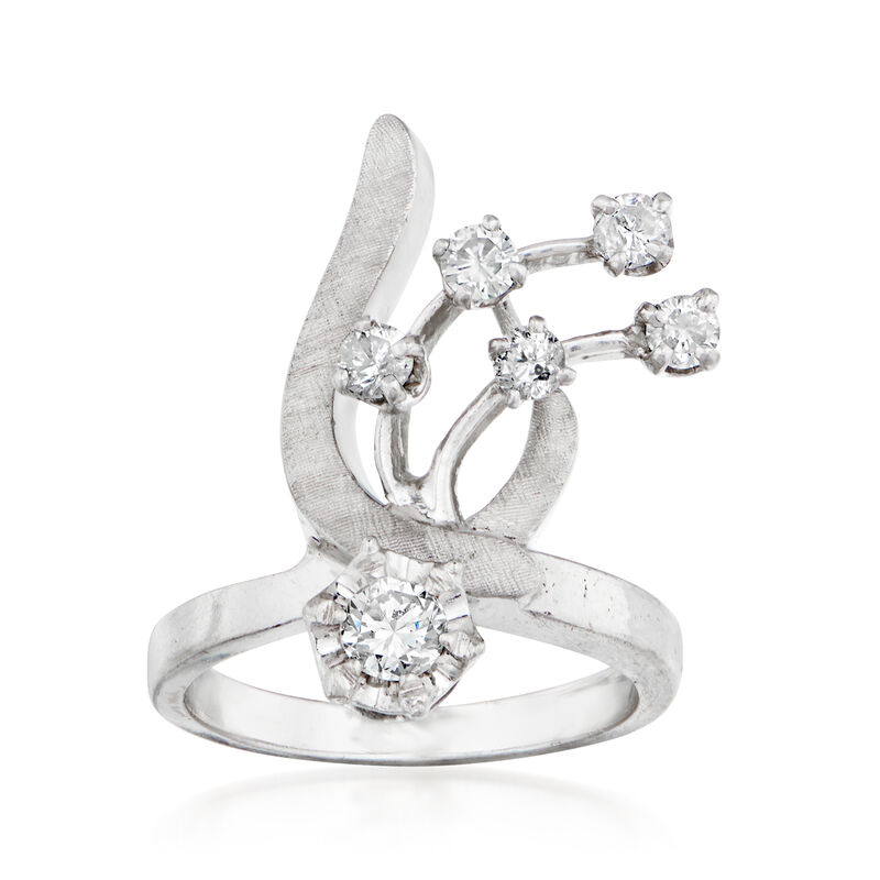C. 1970 Vintage .65 ct. t.w. Diamond Ring in 14kt White Gold. Size 5.75 image number 0