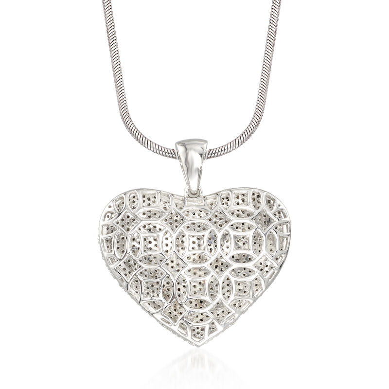5.00 ct. t.w. Pave Diamond Heart Pendant Necklace in Sterling Silver. 18&quot; image number 4