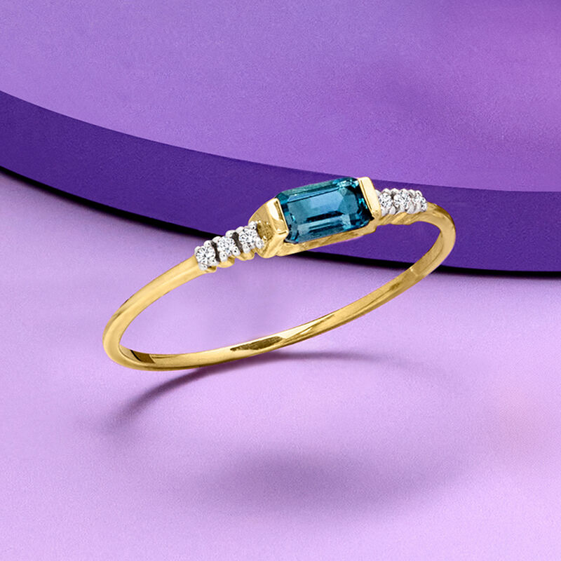 .30 Carat London Blue Topaz Ring with Diamonds in 14kt Yellow Gold image number 3