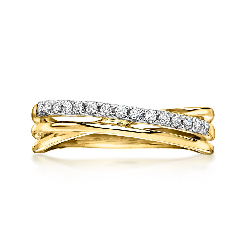 .15 ct. t.w. Lab-Grown Diamond Crisscross Ring in 18kt Gold Over Sterling image number 0