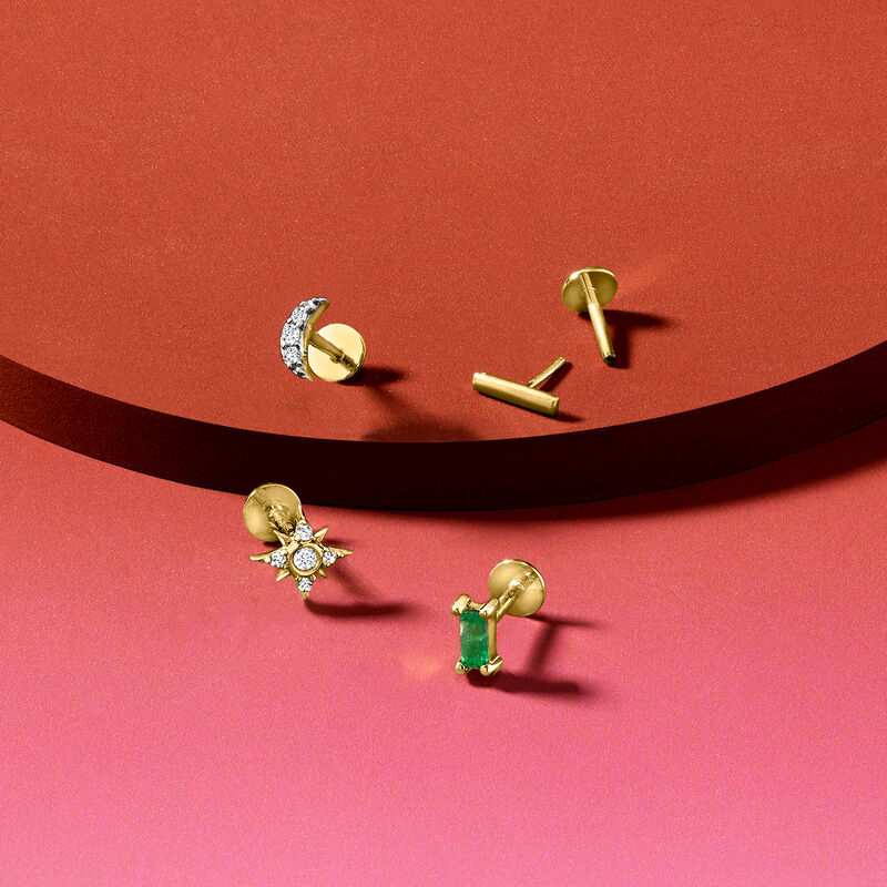 Diamond Star Single Flat-Back Stud Earring in 14kt Yellow Gold  image number 3
