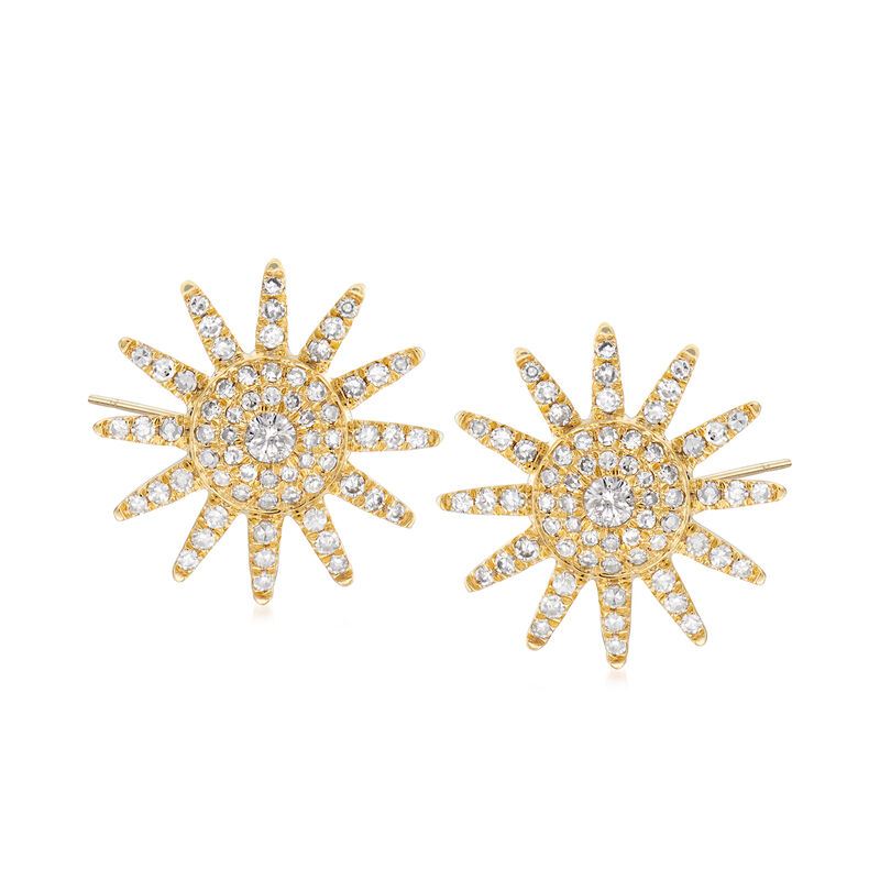 .45 ct. t.w. Diamond Sunburst Earrings in 18kt Yellow Gold image number 0