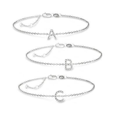Diamond Initial Bracelet in Sterling Silver