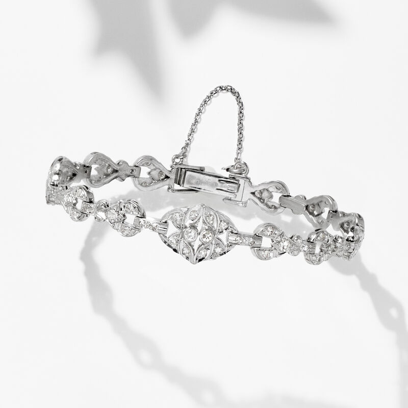 C. 1990 Vintage 1.55 ct. t.w. Diamond Bracelet in Platinum. 6.75&quot; image number 3