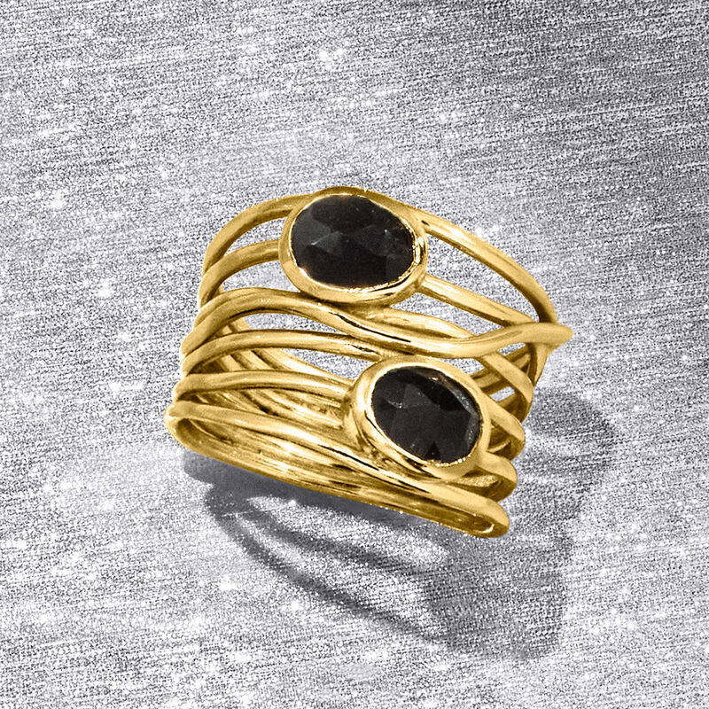 Black Onyx Highway Ring in 18kt Gold Over Sterling image number 4