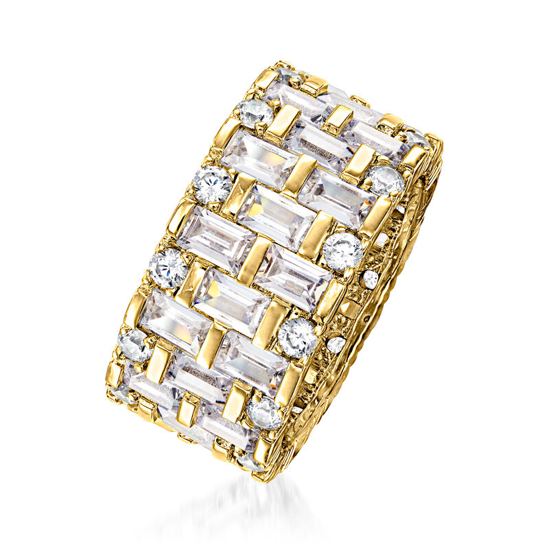 6.55 ct. t.w. Baguette and Round CZ Eternity Band in 18kt Gold Over Sterling image number 2