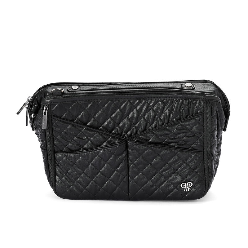 Pursen Littbag Lighted Faux Black Quilted Leather and Nylon Purse Organizer  image number 0