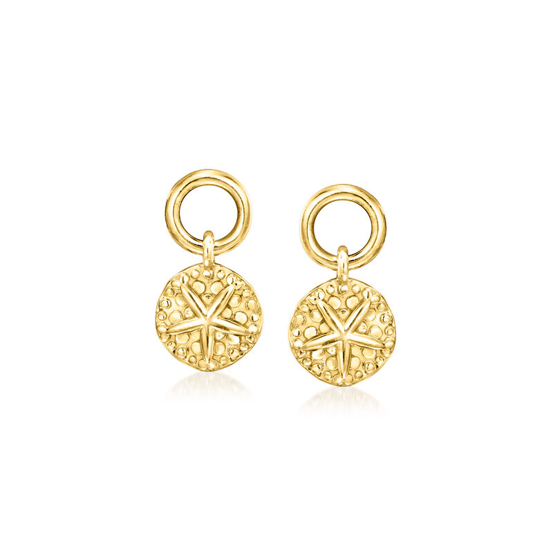 14kt Yellow Gold Sand Dollar Hoop Charms image number 2