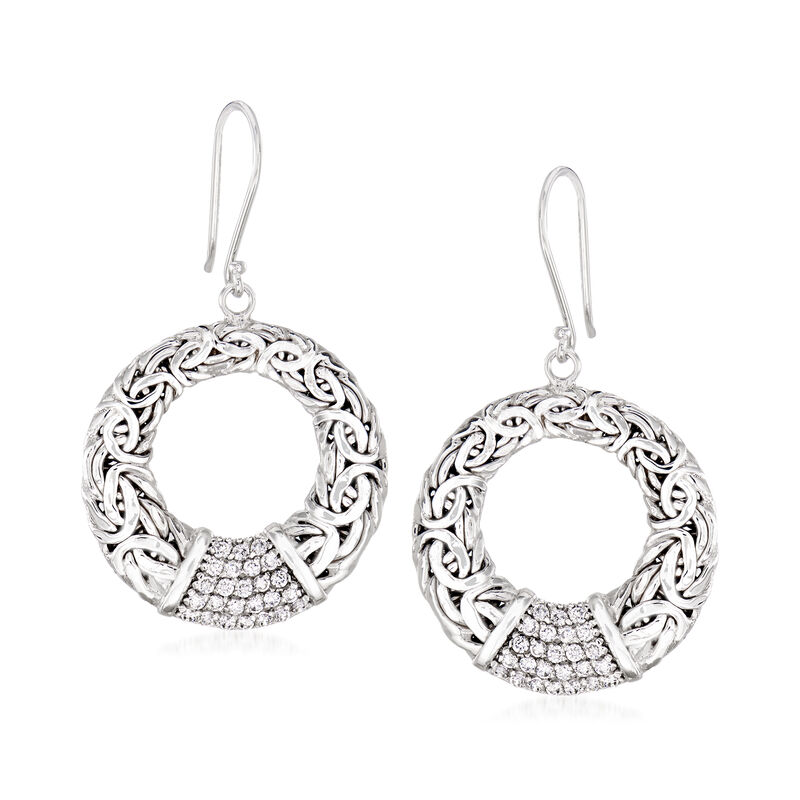 .70 ct. t.w. CZ Byzantine Drop Earrings in Sterling Silver image number 0