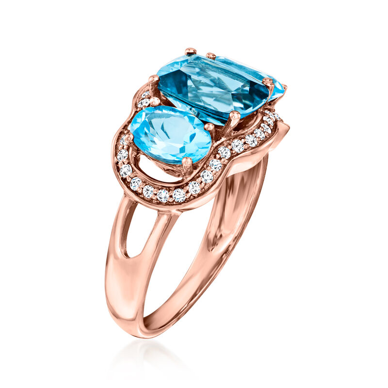 Le Vian 3.90 ct. t.w. Blue Topaz Ring with .20 ct. t.w. Vanilla Diamonds in 14kt Strawberry Gold. Size 7 image number 2