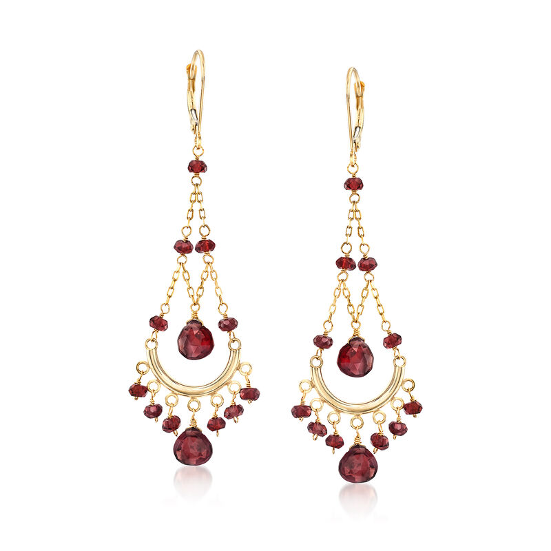 22.00 ct. t.w. Garnet Chandelier Earrings in 14kt Yellow Gold image number 0