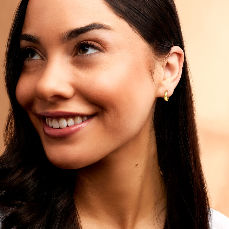 Italian 14kt Yellow Gold Huggie Hoop Earrings. 3/8&quot; image number 1