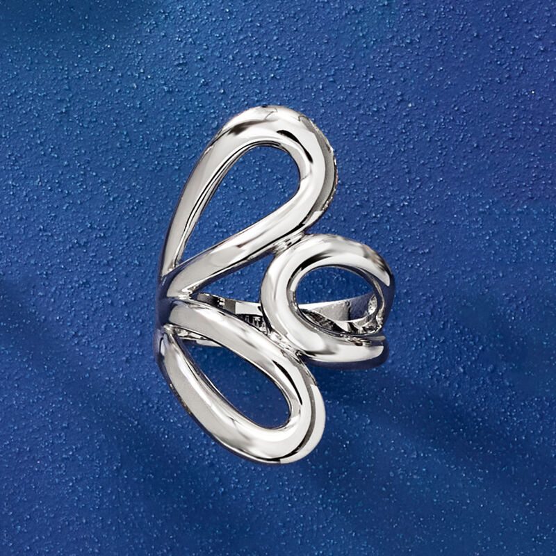 Italian Sterling Silver Abstract Floral Ring. Size 8 image number 4