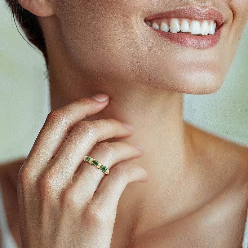 .40 ct. t.w. Emerald Ring with Diamonds in 10kt Yellow Gold image number 1