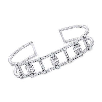 2.25 ct. t.w. Diamond Open-Space Cuff Bracelet in 14kt White Gold