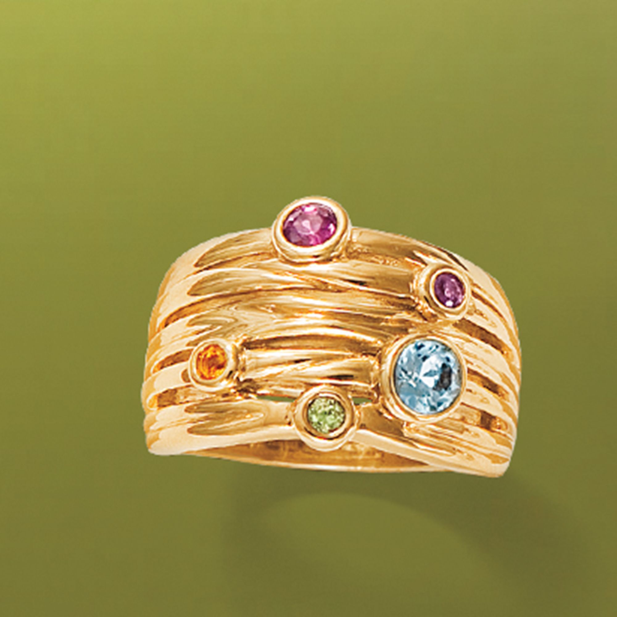 トップス mito Ring 54 ct. t.w. Bezel-Set Multi-Stone Ring in 14kt Yellow Gold
