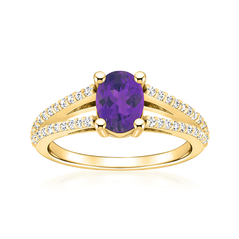 1.20 Carat Amethyst Ring with .29 ct. t.w. Diamonds in 14kt Yellow Gold image number 0