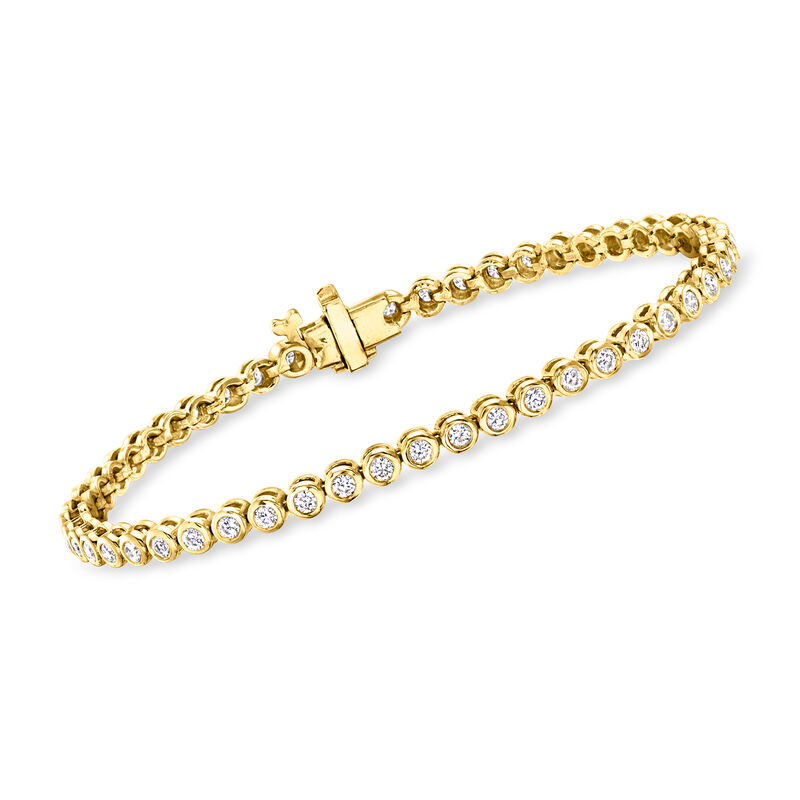 C. 1990 Vintage 3.50 ct. t.w. Diamond Tennis Bracelet in 14kt Yellow Gold image number 0