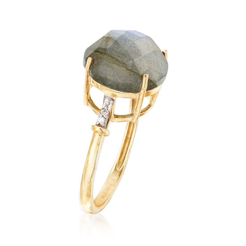 Labradorite Ring with Diamond Accents in 14kt Yellow Gold image number 2