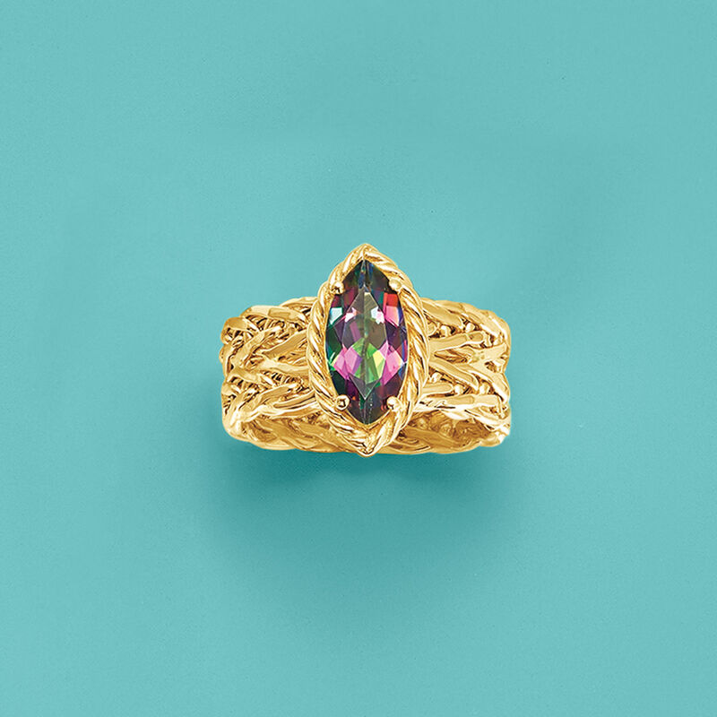 2.20 Carat Multicolored Topaz Ring in 14kt Yellow Gold image number 3